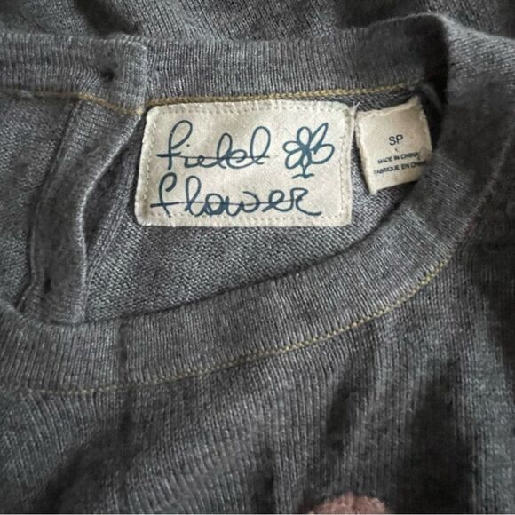 Anthropologie Field Flower wool sweater with embroidered bows  size Small petite - Picture 2 of 9